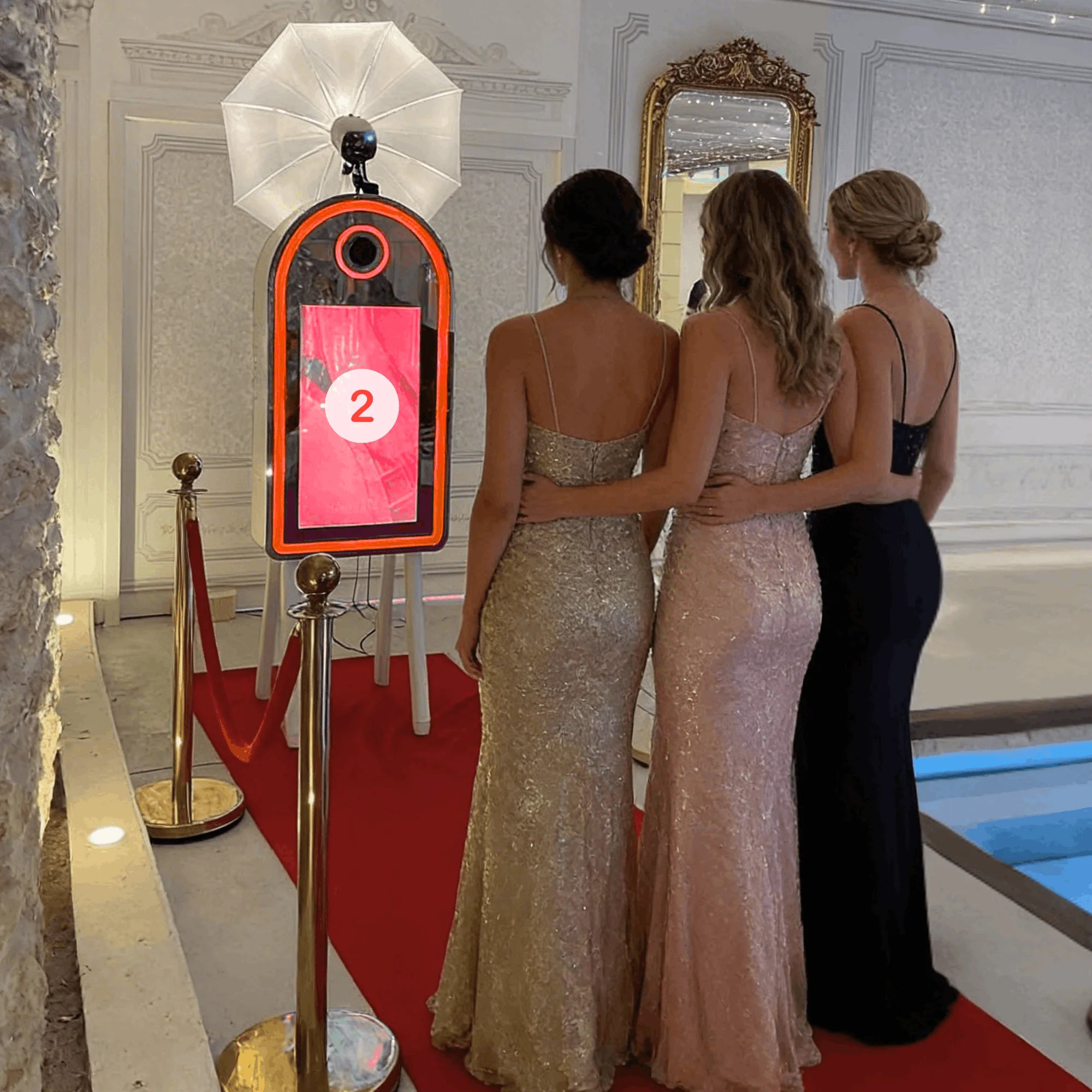 Miroir photobooth Halo premium pour location événementielle