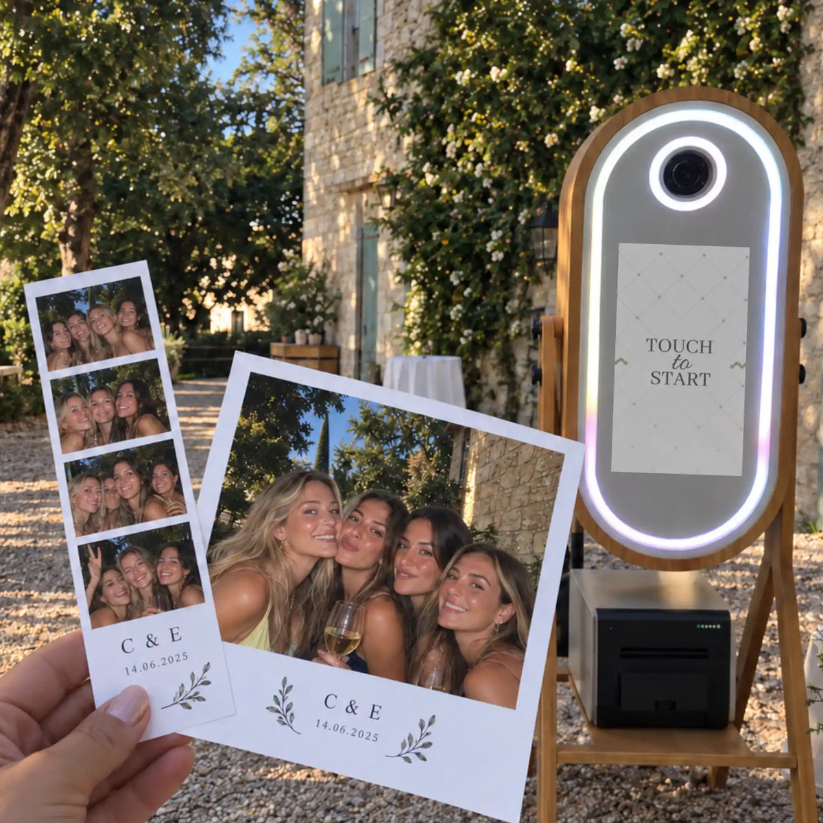 Miroir photobooth installé pour un mariage