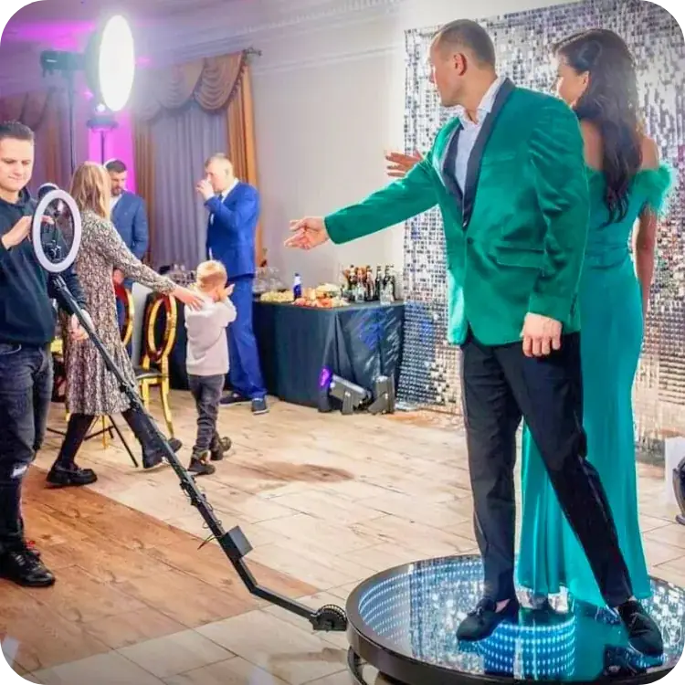 Plateforme vidéo photobooth 360 avec éclairage circulaire